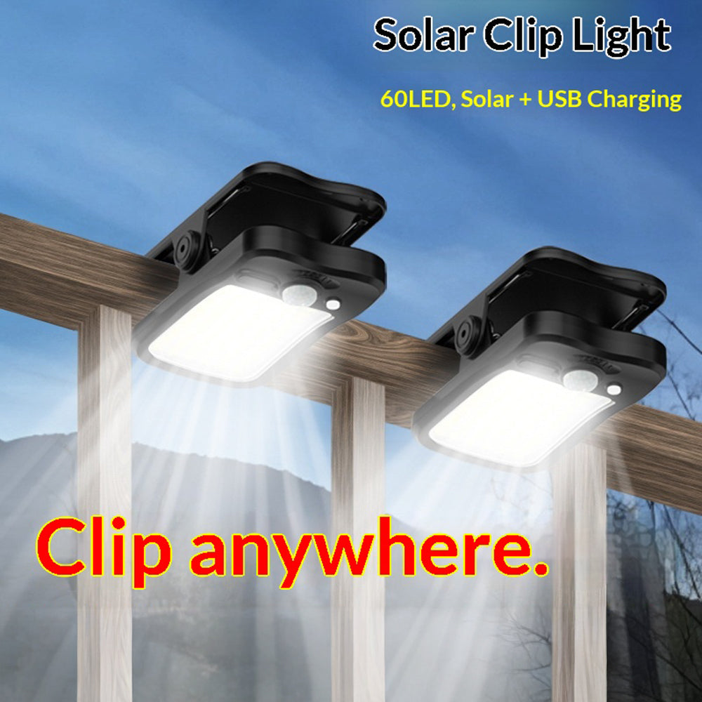 Clip-on Solar Light IP44 Waterproof 60-LED Motion Sensor Wall Lamp for Outdoor Garden