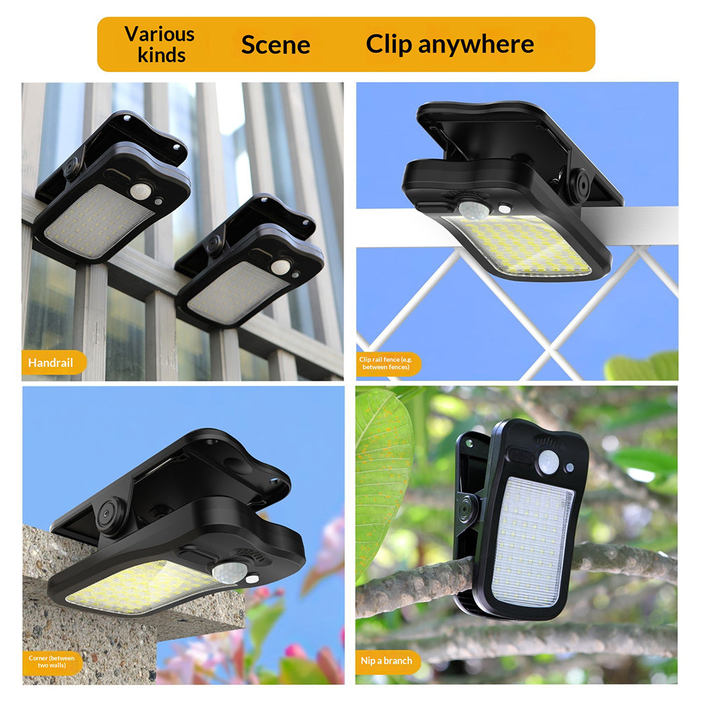 Clip-on Solar Light IP44 Waterproof 60-LED Motion Sensor Wall Lamp for Outdoor Garden