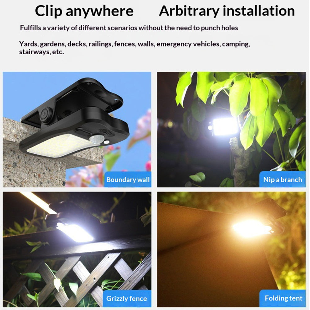 Clip-on Solar Light IP44 Waterproof 60-LED Motion Sensor Wall Lamp for Outdoor Garden