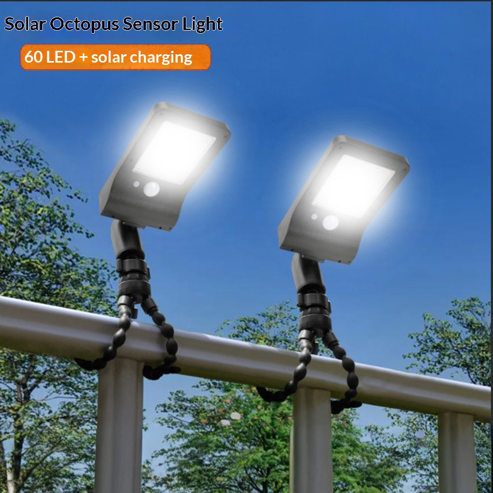 Outdoor Solar Powered Octopus Light IP44 Waterproof 60-LED Motion Sensor Garden Wall Light