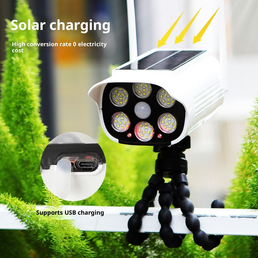Simulated Security Camera Solar Light with Flexible Octopus Mount Outdoor Motion Sensor LED Street Lamp for Yard