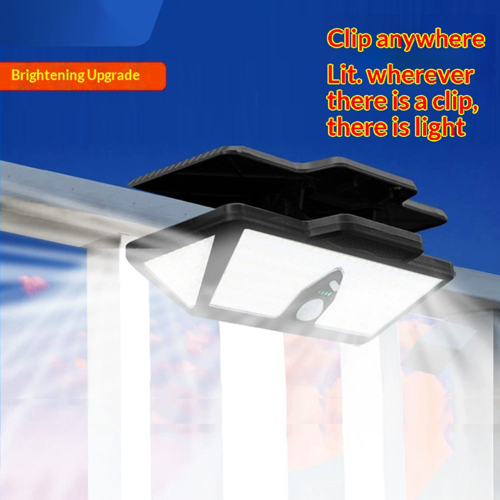 GY00803 3 Color Modes 208 LEDs Motion Sensor Solar Light for Yard IP44 Waterproof Clip-on Garden Lamp