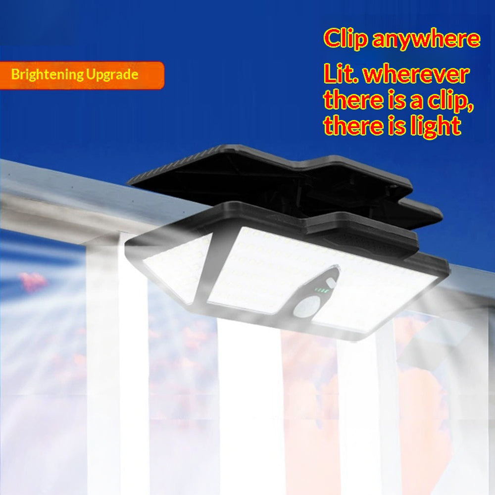 CCP042 3 Color Modes 208 LEDs Motion Sensor Outdoor Wall Light Clip-on Solar Powered Garden Lamp