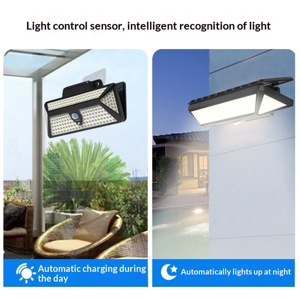 CCP042 3 Color Modes 208 LEDs Motion Sensor Outdoor Wall Light Clip-on Solar Powered Garden Lamp