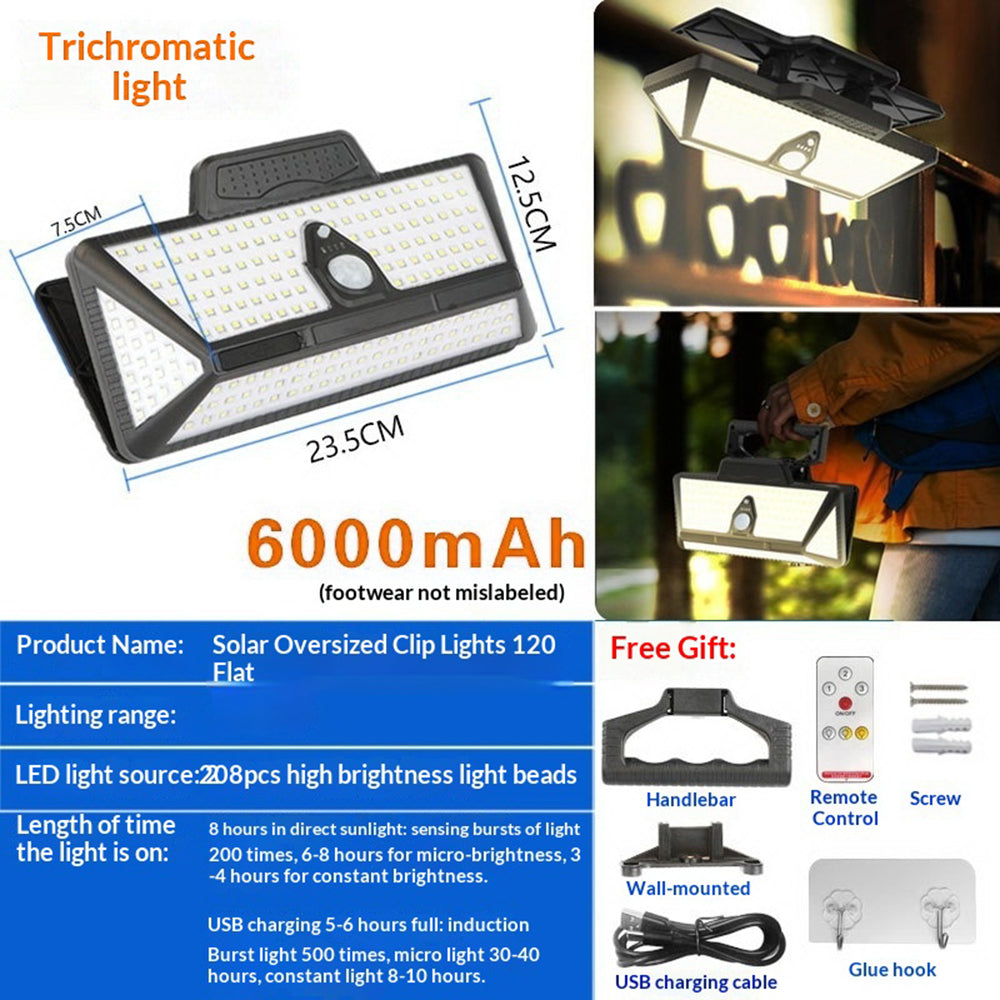 CCP042 3 Color Modes 208 LEDs Motion Sensor Outdoor Wall Light Clip-on Solar Powered Garden Lamp