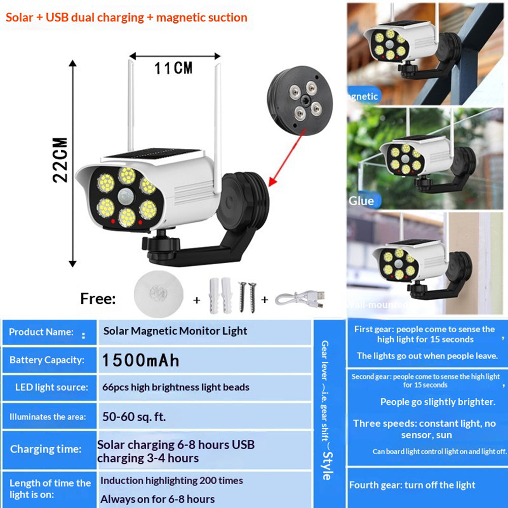 P42 Fake Camera Design Solar Security Light for Outdoor IP65 Waterproof Motion Sensor Wall Lamp