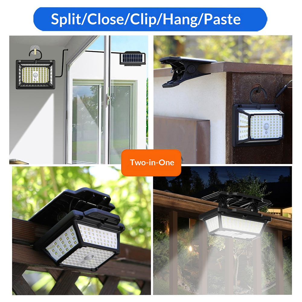 CCP087 190 LEDs Solar Powered Split Motion Sensor Light IP65 Waterproof Outdoor Garden Hanging Lamp