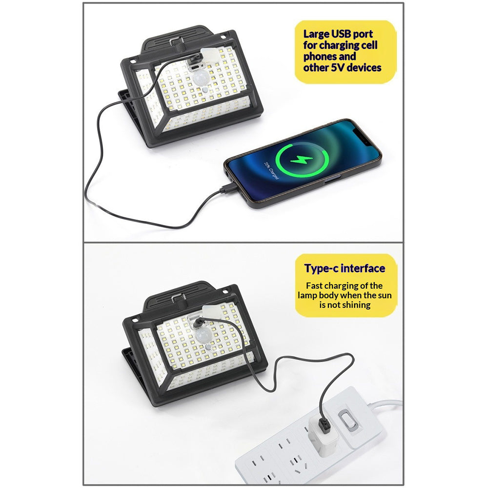 CCP087 190 LEDs Solar Powered Split Motion Sensor Light IP65 Waterproof Outdoor Garden Hanging Lamp
