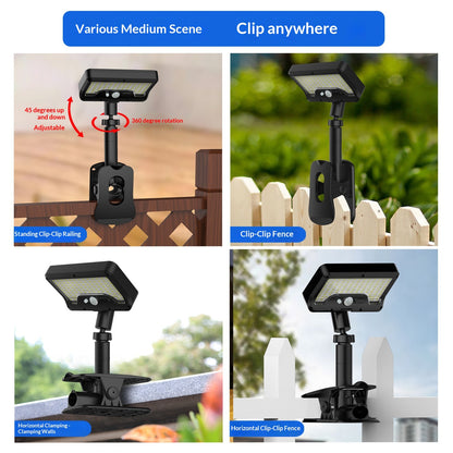IP65 Waterproof Solar Outdoor Light PIR Motion Sensor LED Garden Light with Clamp for Yard