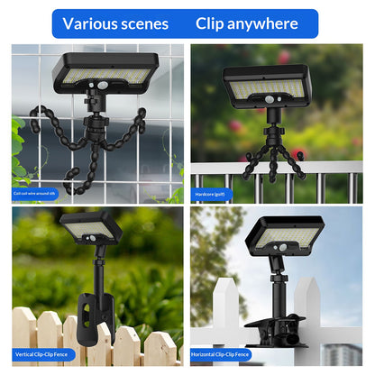 P21 Solar Motion Sensor Light IP65 Waterproof 92 LEDs Outdoor Garden Clamp Lamp with Octopus Mount