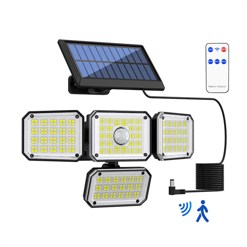 TG-TY18402 Solar Motion Sensor Light 4 Heads 336 LED 2000mAh Wall Lamp for Outdoor Garden Garage