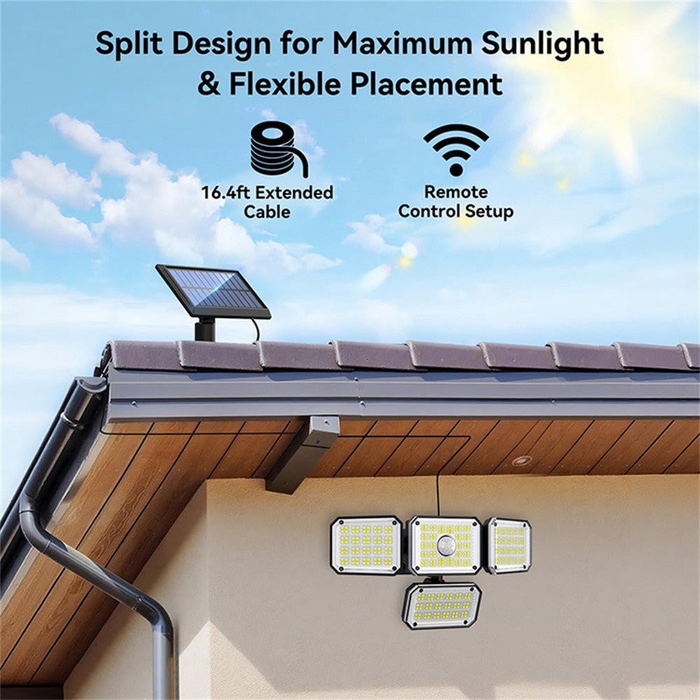 TG-TY18402 Solar Motion Sensor Light 4 Heads 336 LED 2000mAh Wall Lamp for Outdoor Garden Garage