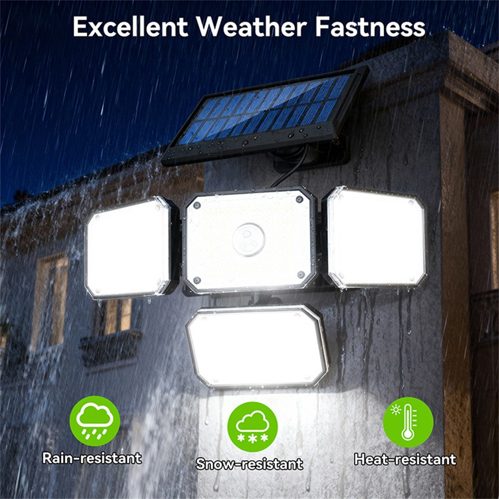 TG-TY18402 Solar Motion Sensor Light 4 Heads 336 LED 2000mAh Wall Lamp for Outdoor Garden Garage