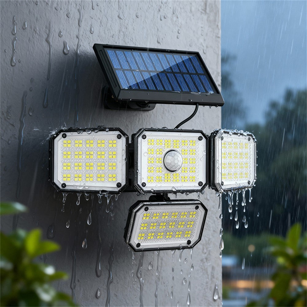 TG-TY18402 Solar Motion Sensor Light 4 Heads 336 LED 2000mAh Wall Lamp for Outdoor Garden Garage