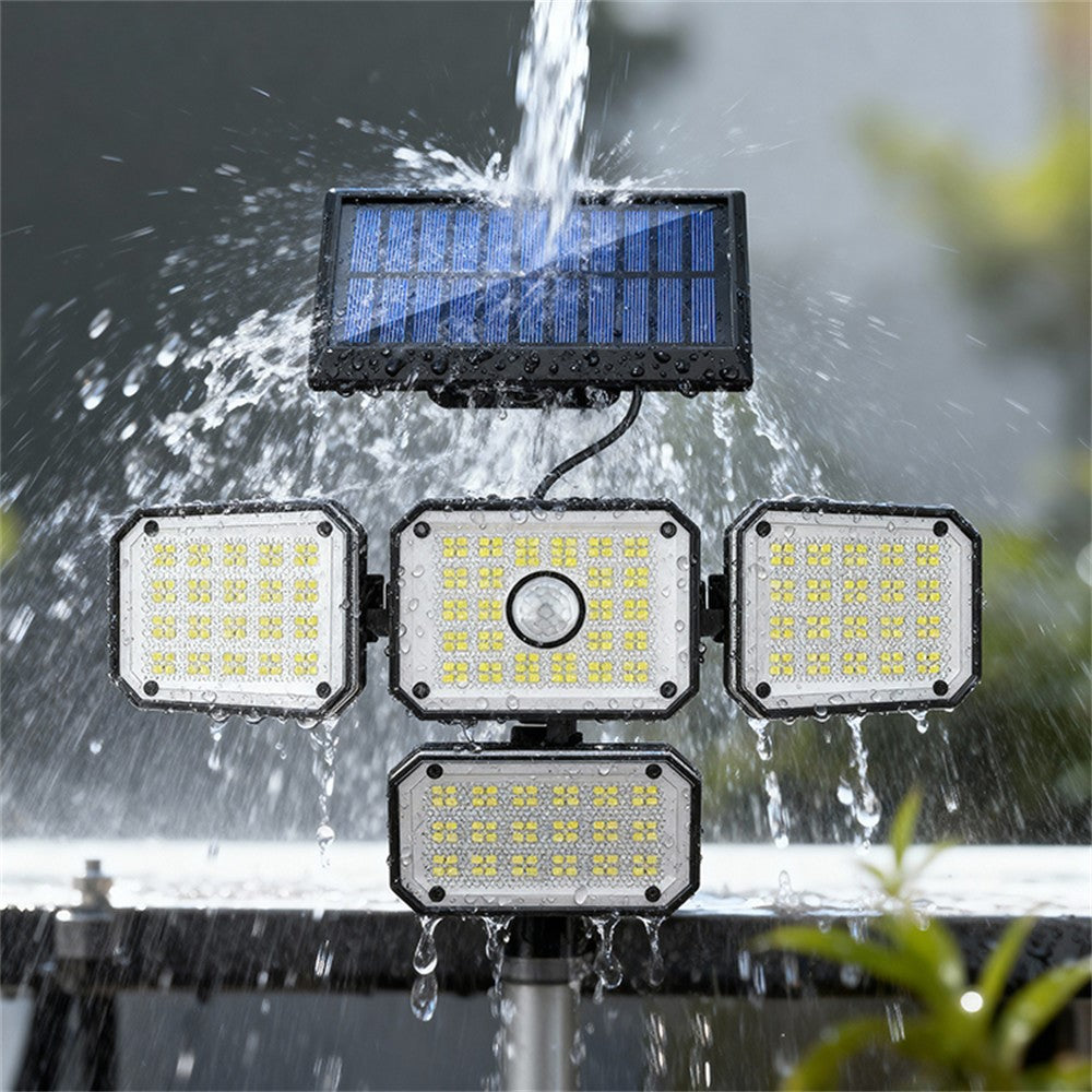 TG-TY18402 Solar Motion Sensor Light 4 Heads 336 LED 2000mAh Wall Lamp for Outdoor Garden Garage