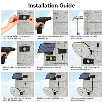 TG-TY17301 Solar Motion Sensor Wall Light 148 LED PIR Remote Control 3 Modes Security Light for Outdoor Garden