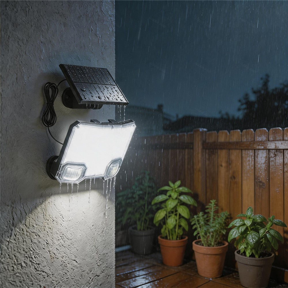 TG-TY19502 144-LED Solar Motion Sensor Wall Light 3 Modes Remote Control Waterproof Wall Lamp for Garden Patio
