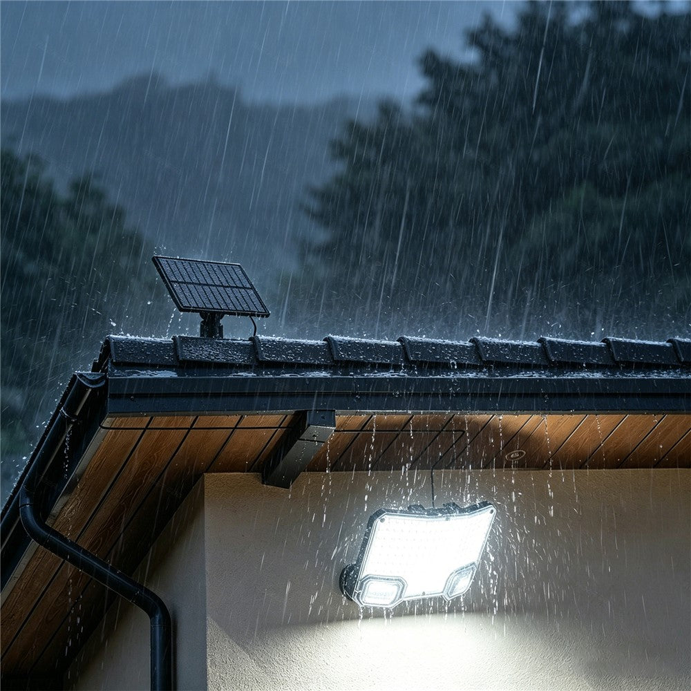 TG-TY19502 144-LED Solar Motion Sensor Wall Light 3 Modes Remote Control Waterproof Wall Lamp for Garden Patio
