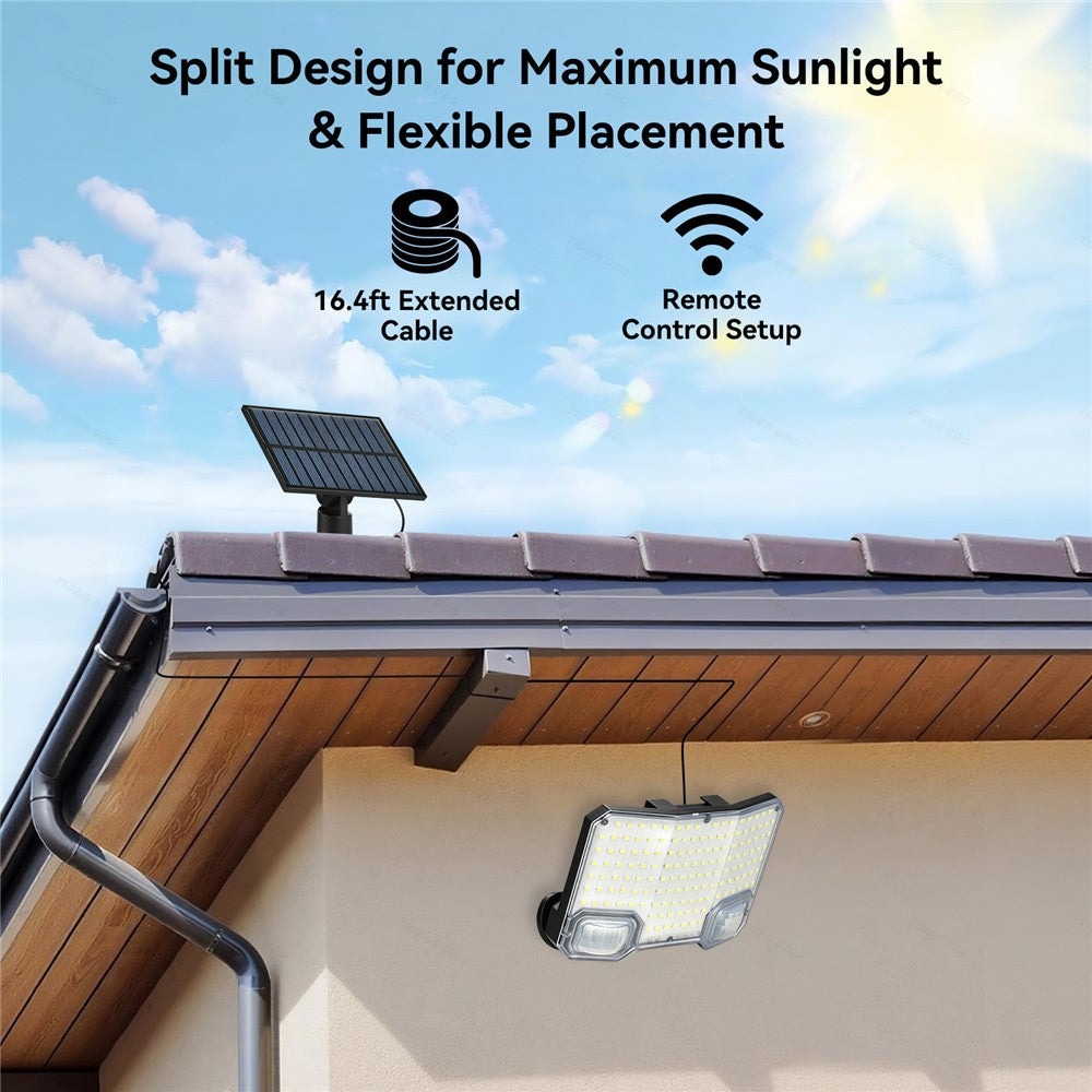 TG-TY19502 144-LED Solar Motion Sensor Wall Light 3 Modes Remote Control Waterproof Wall Lamp for Garden Patio