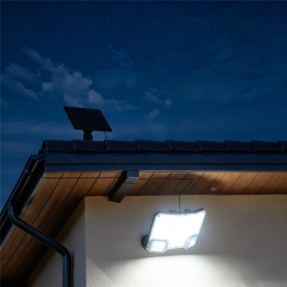 TG-TY19502 144-LED Solar Motion Sensor Wall Light 3 Modes Remote Control Waterproof Wall Lamp for Garden Patio