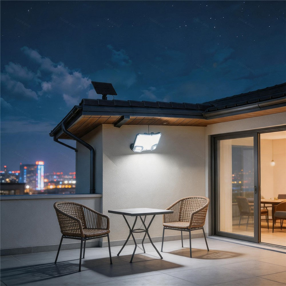 TG-TY19502 144-LED Solar Motion Sensor Wall Light 3 Modes Remote Control Waterproof Wall Lamp for Garden Patio