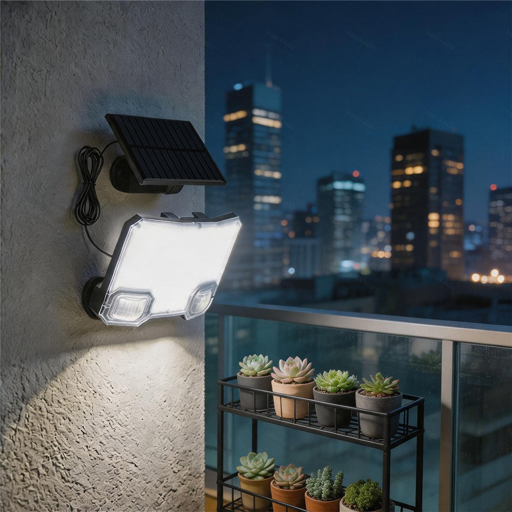 TG-TY19502 144-LED Solar Motion Sensor Wall Light 3 Modes Remote Control Waterproof Wall Lamp for Garden Patio