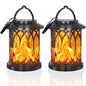 2Pcs Solar Flame Effect Lantern Design LED Flickering Light IP65 Waterproof Clip Hook Garden Light