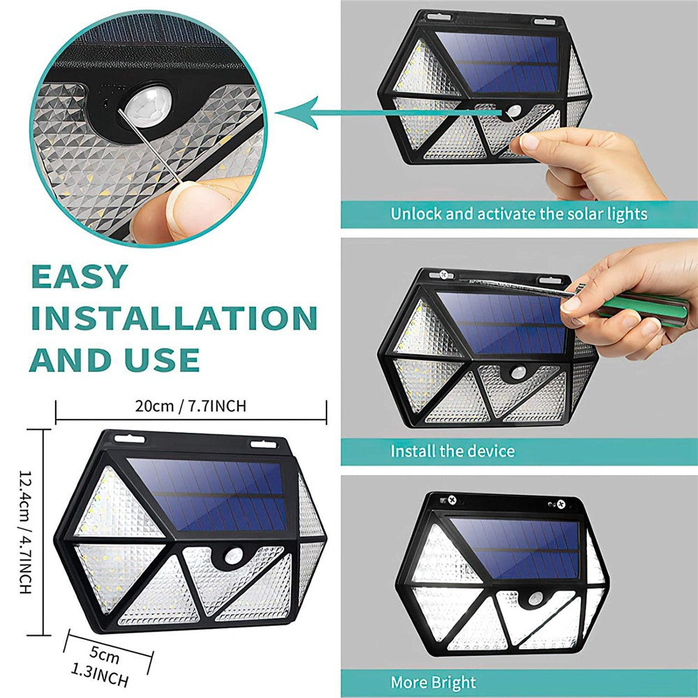 YY-61352 135 LED Solar Wall Light Seven-Sided PIR Motion Sensor IP65 Waterproof Outdoor Garden Yard Security Lamp