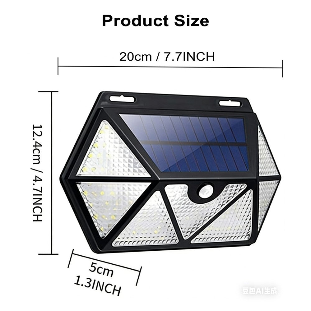 YY-61352 135 LED Solar Wall Light Seven-Sided PIR Motion Sensor IP65 Waterproof Outdoor Garden Yard Security Lamp