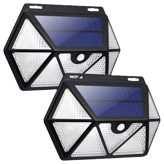 YY-61352 2Pcs 135 LED Solar Wall Lights Seven-Sided Design PIR Motion Sensor IP65 Waterproof Outdoor Garden Yard Security Lamp