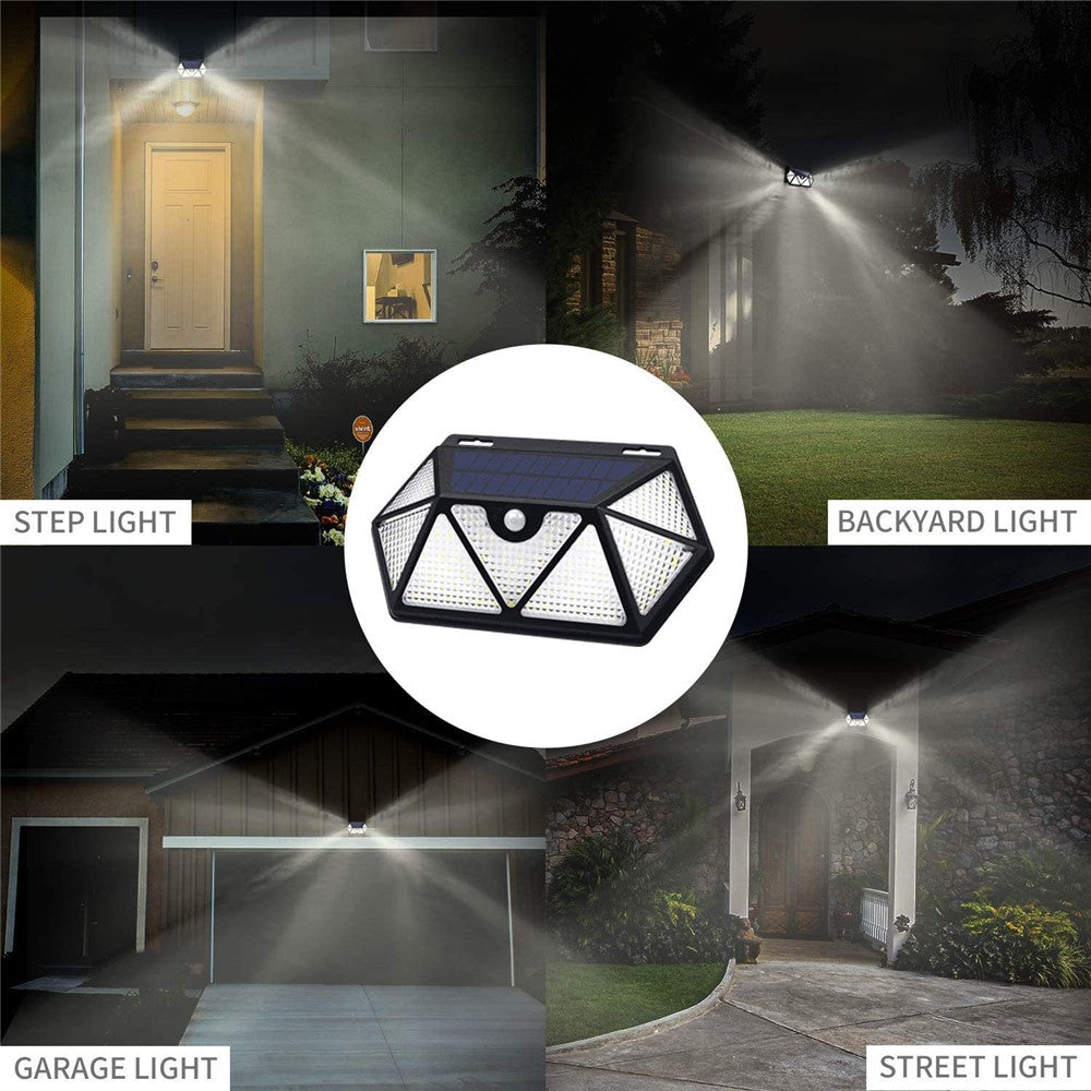 YY-61352 2Pcs 135 LED Solar Wall Lights Seven-Sided Design PIR Motion Sensor IP65 Waterproof Outdoor Garden Yard Security Lamp