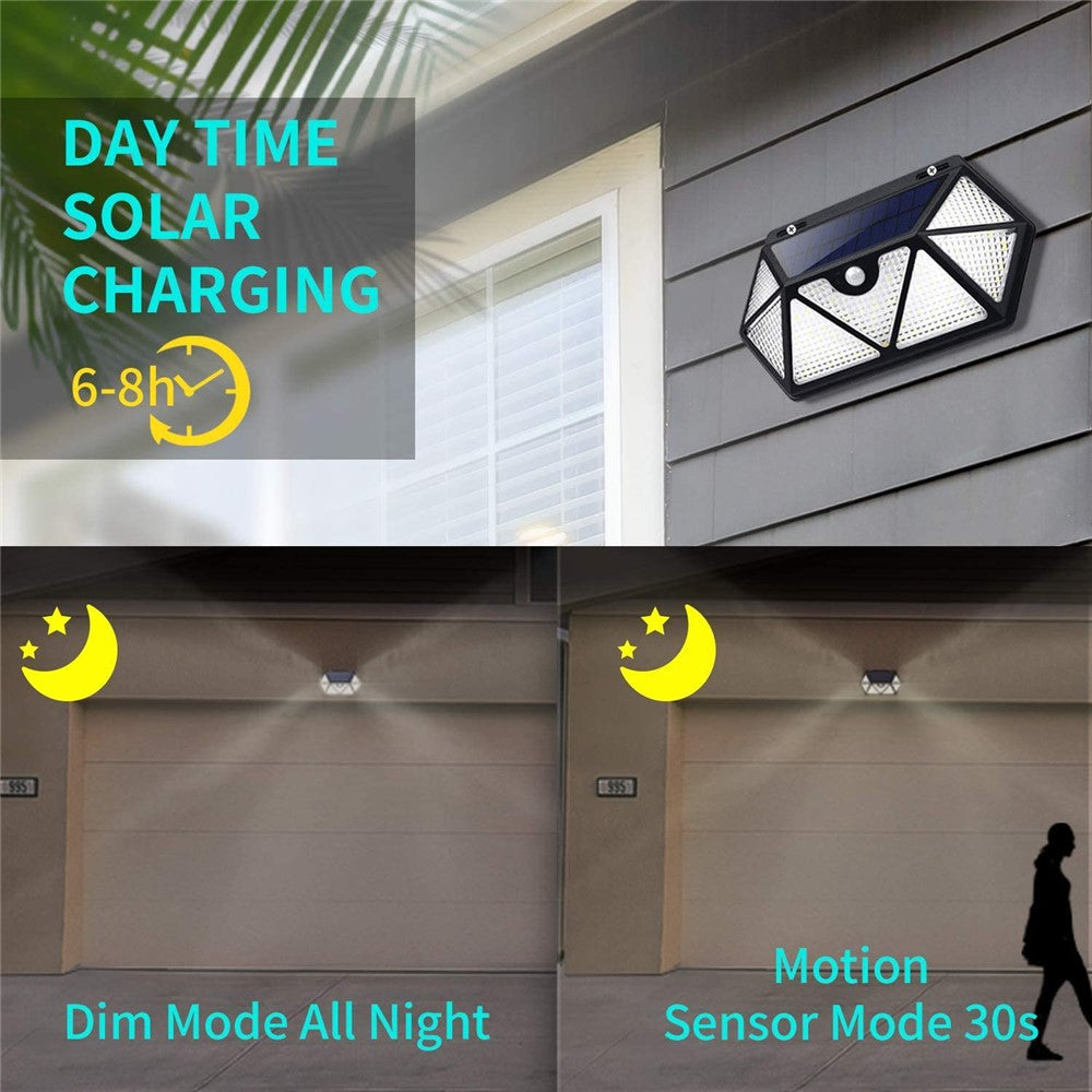 YY-61352 2Pcs 135 LED Solar Wall Lights Seven-Sided Design PIR Motion Sensor IP65 Waterproof Outdoor Garden Yard Security Lamp