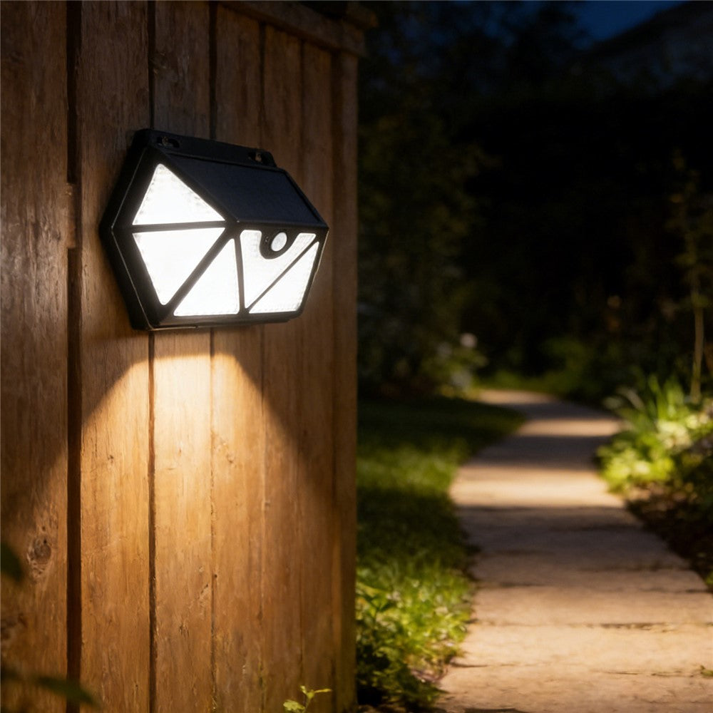 YY-61352 2Pcs 135 LED Solar Wall Lights Seven-Sided Design PIR Motion Sensor IP65 Waterproof Outdoor Garden Yard Security Lamp