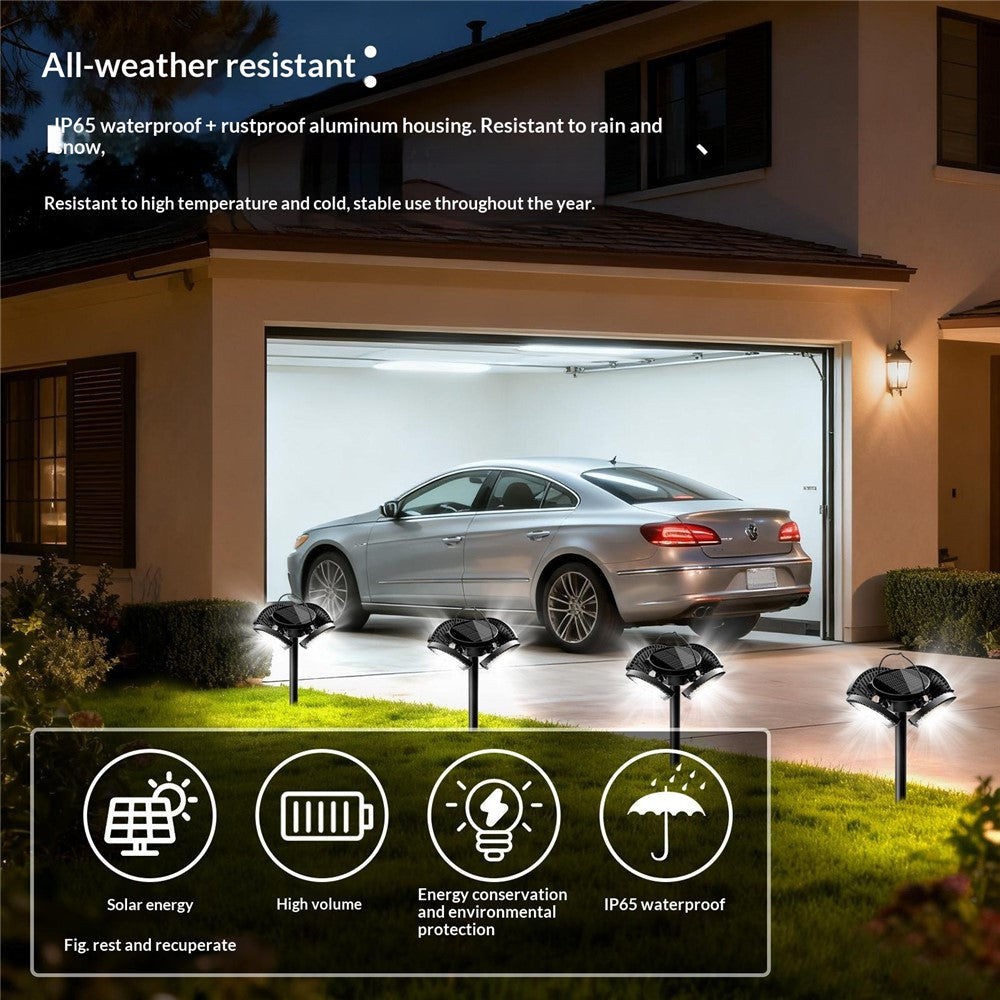 YY-53041 Outdoor 304 LED Solar Round-Shaped Driveway Lights Adjustable Angle Garden Pathway Illumination Parking Spotlights