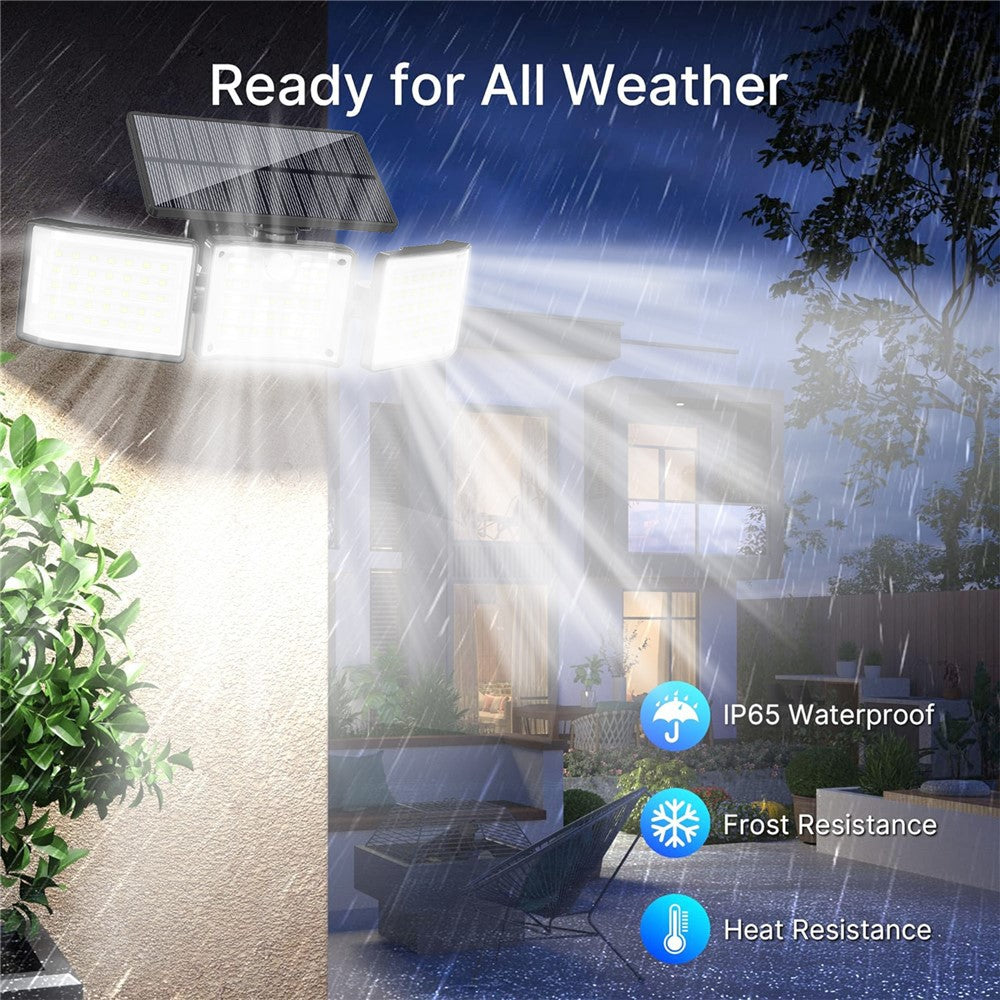 YY-20993 Solar Powered 3-Head 99 LED Security Light PIR Motion Sensor IP65 Waterproof Wall Lamp for Yard Garden Garage