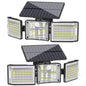 YY-20993 2Pcs Solar Powered 3-Head 99 LED Security Light PIR Motion Sensor IP65 Waterproof Wall Lamp for Yard Garden Garage