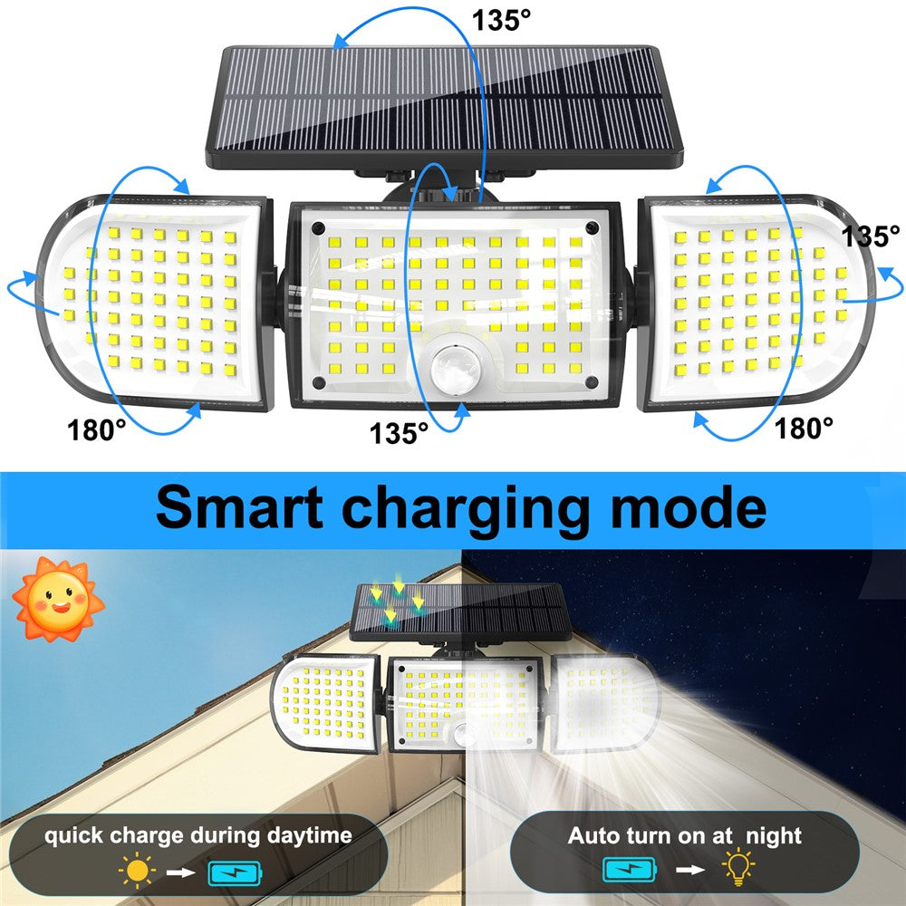 YY-20993 160-LED Solar Powered Wall Light PIR Motion Sensor 600 Lumens IP65 Waterproof Outdoor Security Lamp for Yard Garage