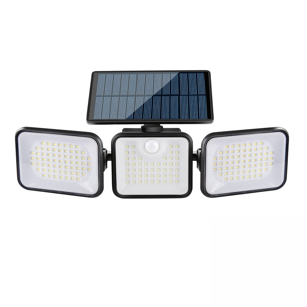 YY-21803 Solar Powered 180-LED Motion Sensor Wall Light 3-Head Rotatable Spotlight 400 Lumens IP65 Waterproof Security Lamp for Outdoor Garden
