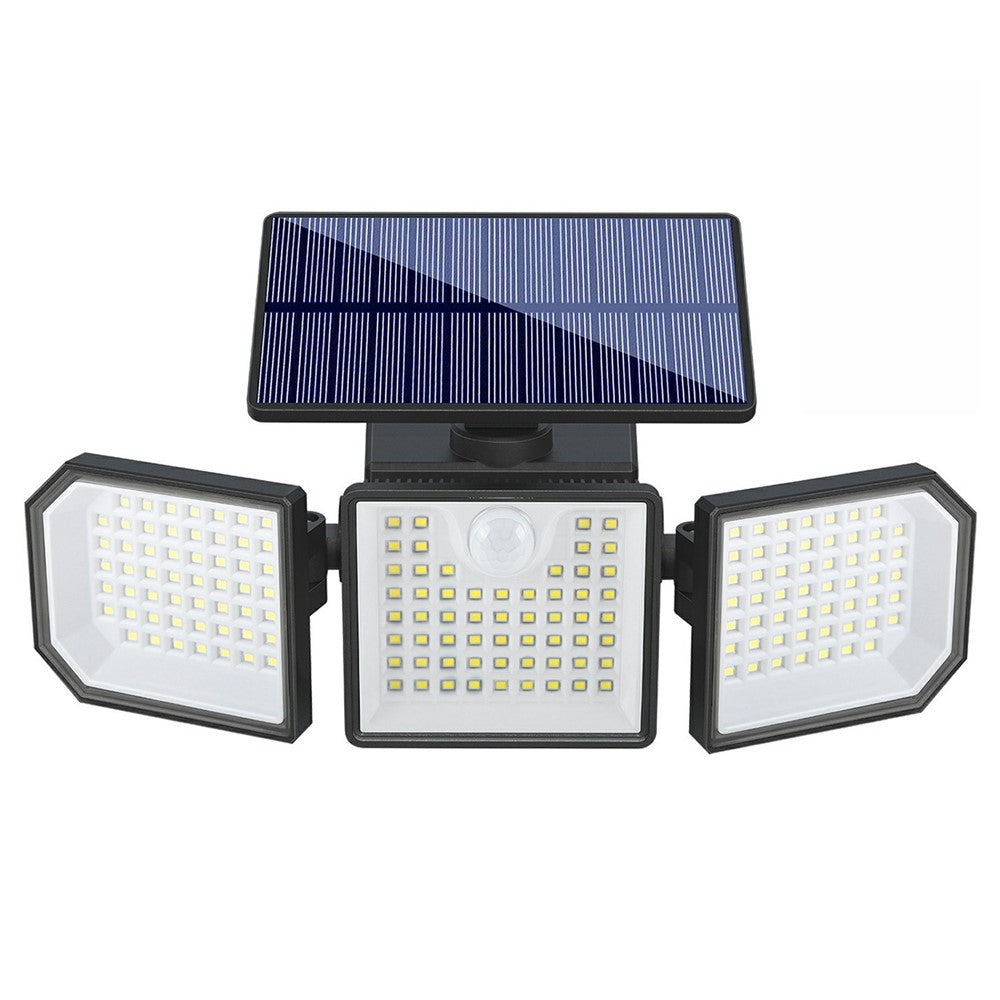 3-Head LED Solar Wall Light Motion Sensor 167-LED IP65 Waterproof Adjustable Security Light for Outdoor Garden