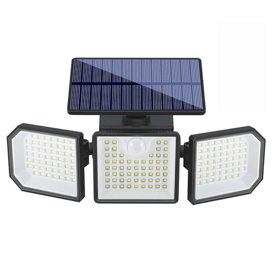 3-Head LED Solar Wall Light Motion Sensor 167-LED IP65 Waterproof Adjustable Security Light for Outdoor Garden