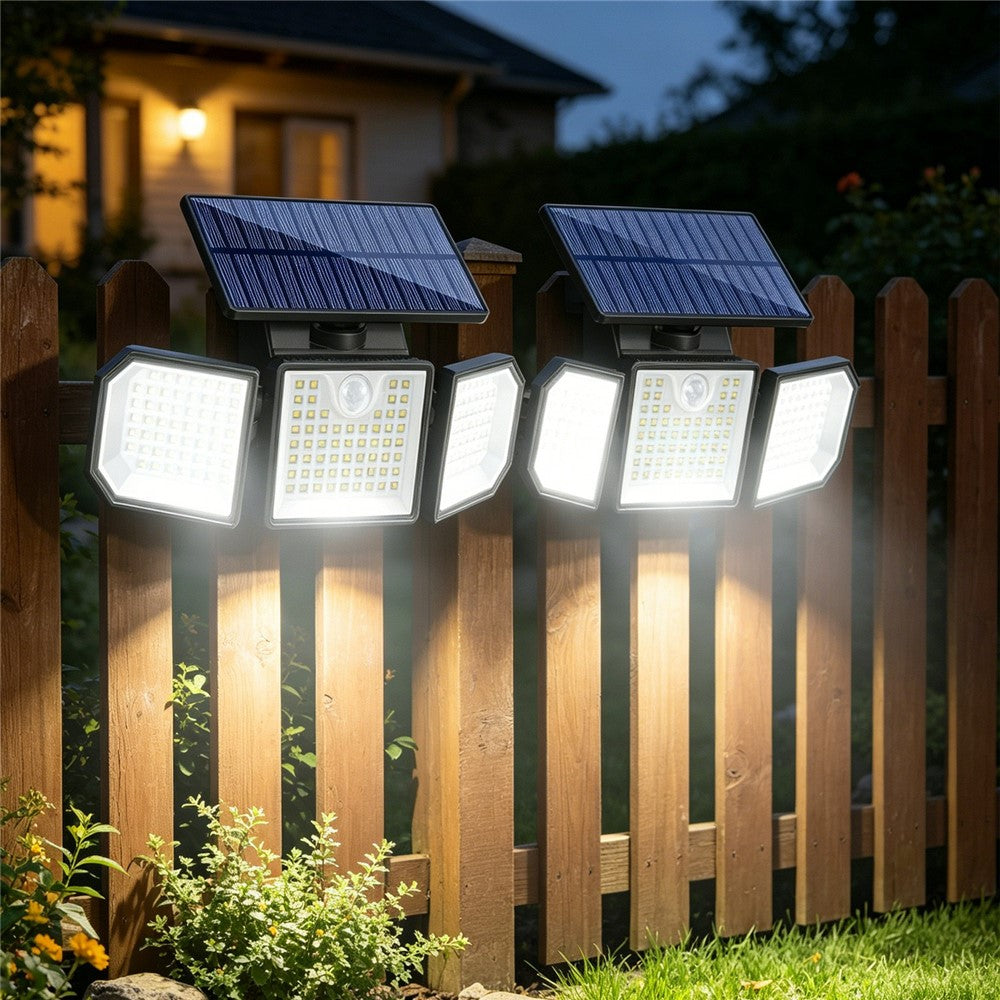 3-Head LED Solar Wall Light Motion Sensor 167-LED IP65 Waterproof Adjustable Security Light for Outdoor Garden
