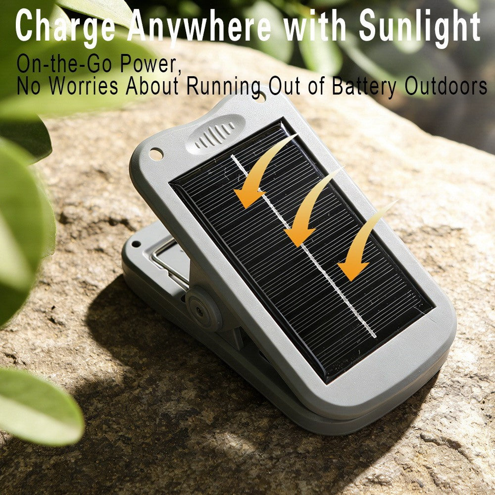 Solar Camping Clip-On Light 60-LED 3 Dimmable Modes Waterproof Rechargeable Lantern Night Light Outdoor Lighting