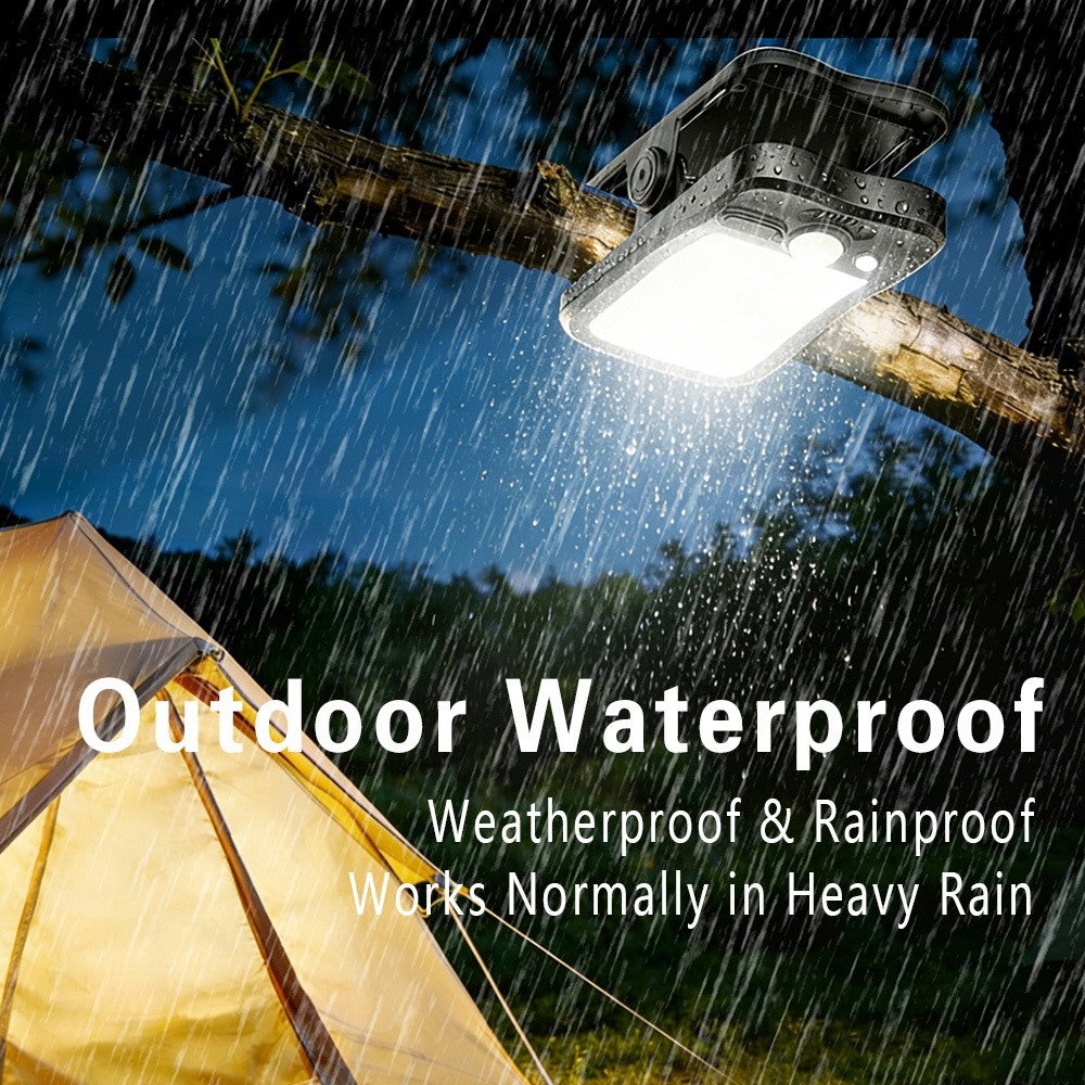 Solar Camping Clip-On Light 60-LED 3 Dimmable Modes Waterproof Rechargeable Lantern Night Light Outdoor Lighting