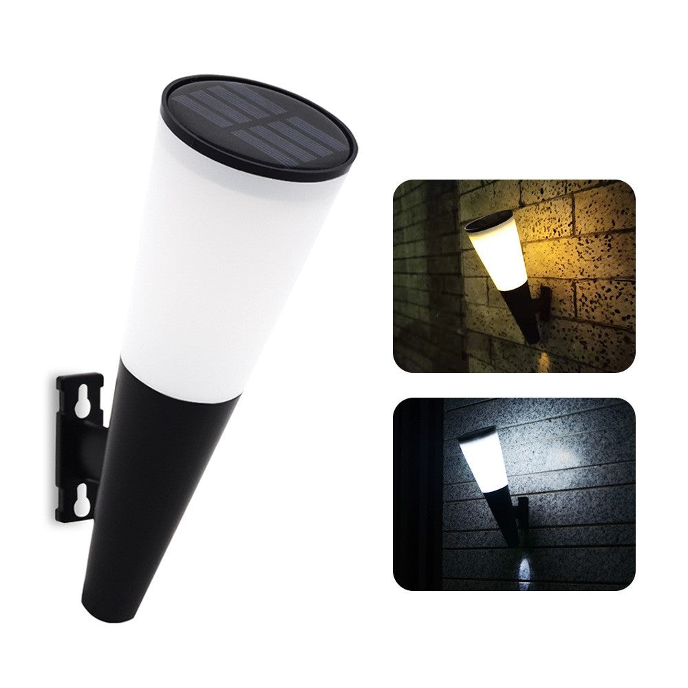N230 2Pcs Torch Shape Outdoor Solar Light Waterproof Garden Yard Wall Mount LED Street Lamp