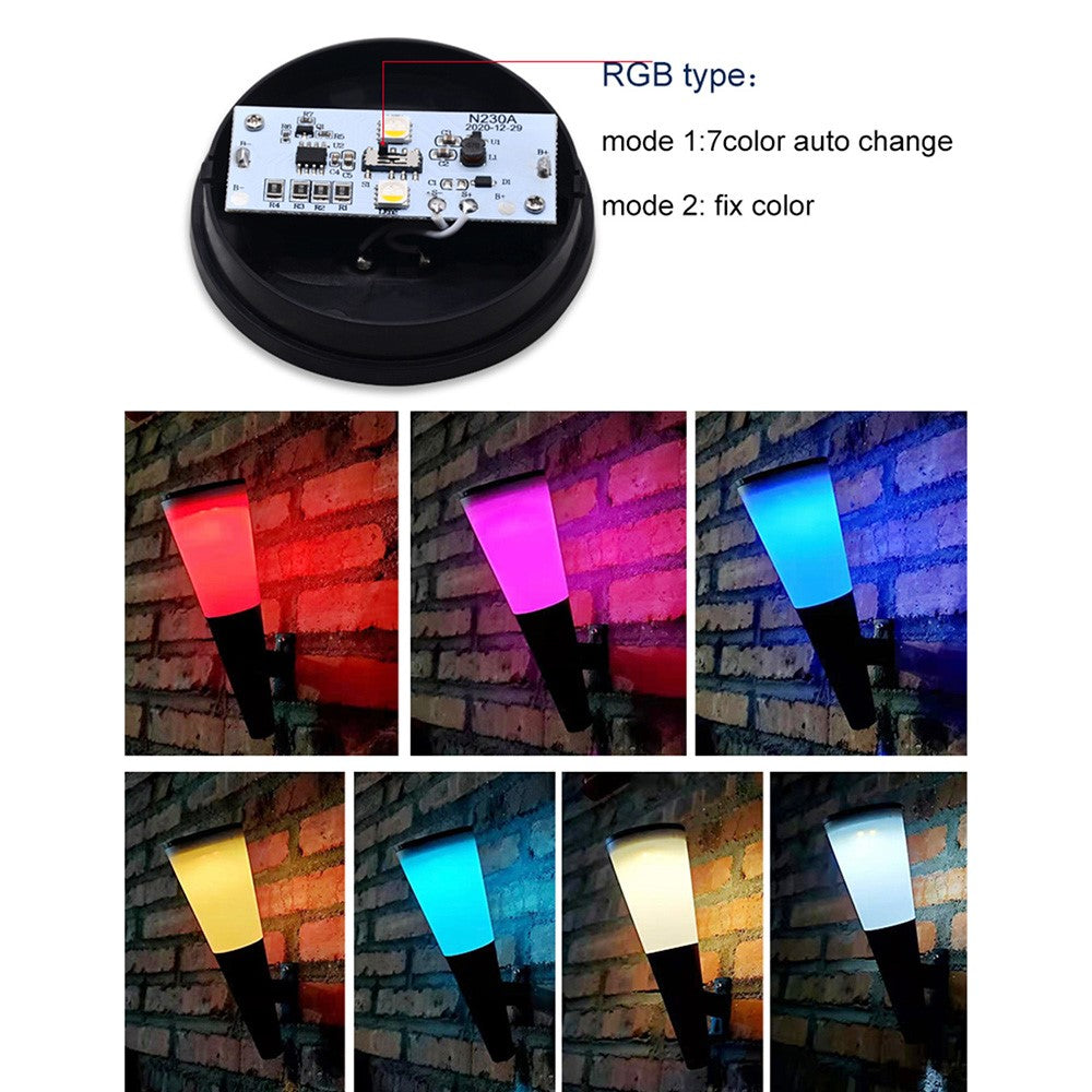 N230 2Pcs Torch Shape Outdoor Solar Light Waterproof Garden Yard Wall Mount LED Street Lamp