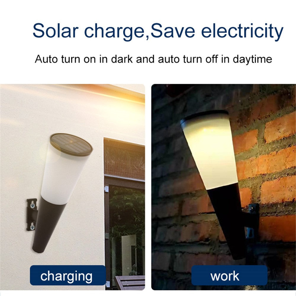 N230 2Pcs Torch Shape Outdoor Solar Light Waterproof Garden Yard Wall Mount LED Street Lamp