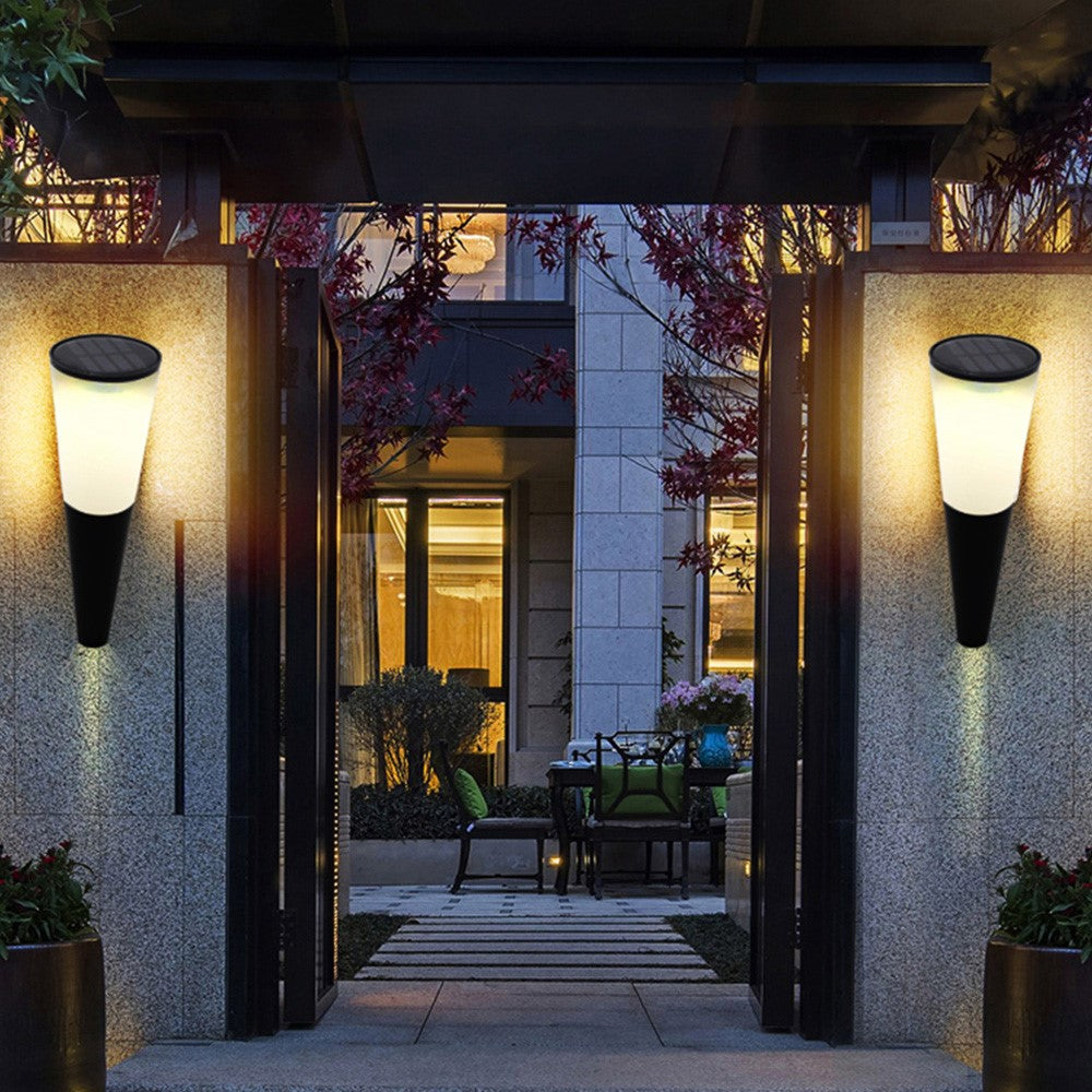 N230 2Pcs Torch Shape Outdoor Solar Light Waterproof Garden Yard Wall Mount LED Street Lamp