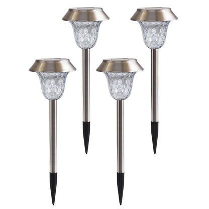 CIS-57453A 4Pcs / Set Stainless Steel Solar Stake Light IP65 Waterproof Garden Lamp for Lawn Patio Yard