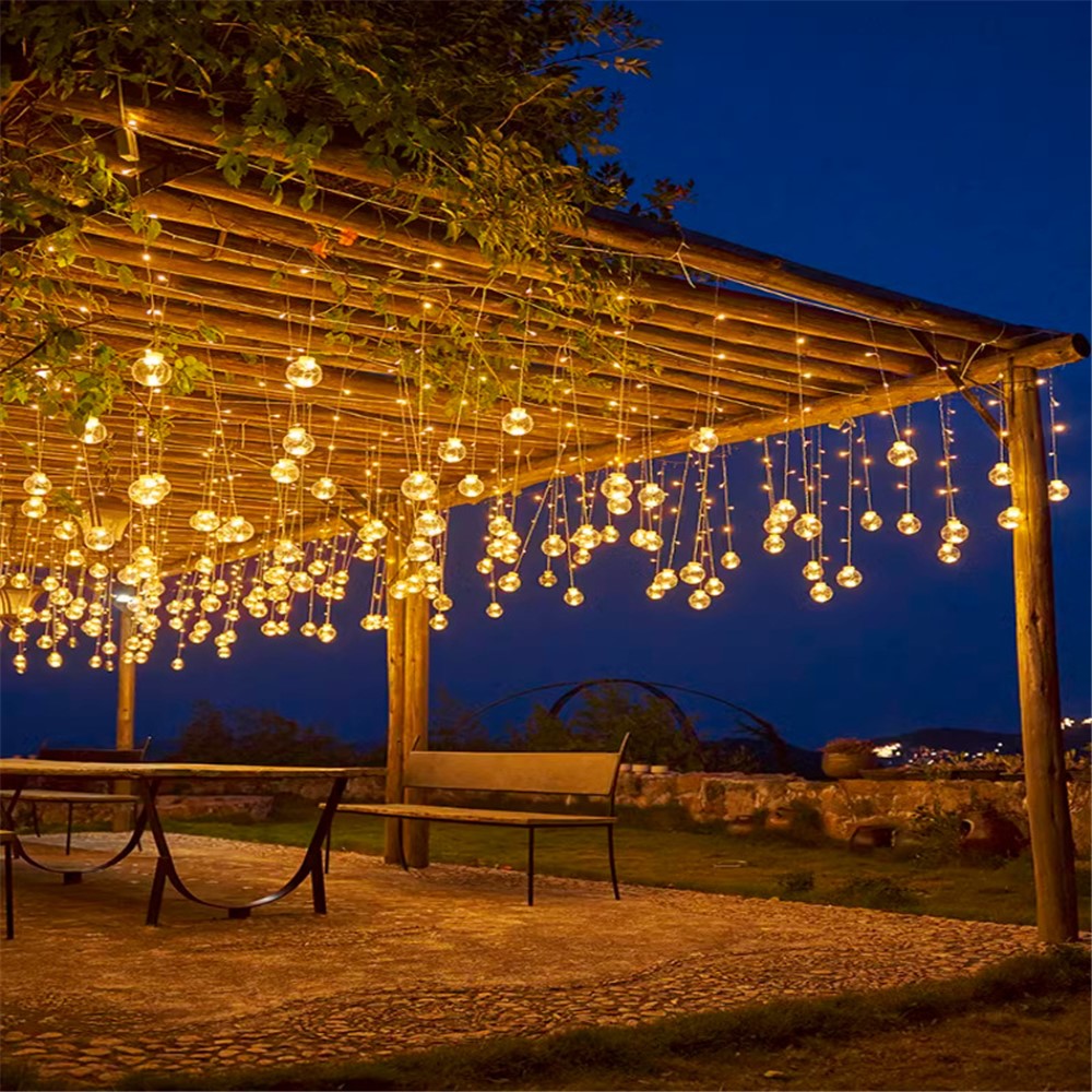 3.5m 12 Balls 8 Modes Wish Ball Curtain Light Courtyard Atmosphere Lamp, EU Plug