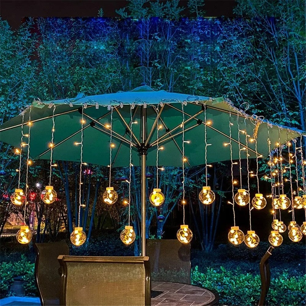 3.5m 12 Balls 8 Modes Wish Ball Curtain Light Courtyard Atmosphere Lamp, EU Plug